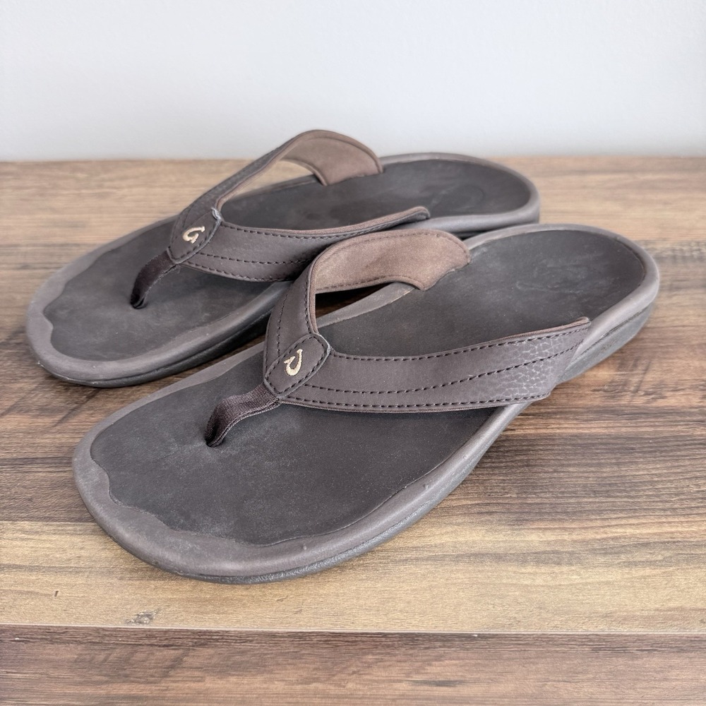 OluKai Ohana Women Brown Flip Flop Sandals 20110-4848 Size 8 US EUR 38